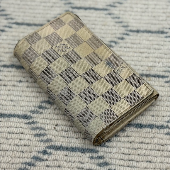 LOUIS VUITTON Vintage Leather Damier Azur Port Monnaie Billets Tresor Wallet - Picture 6 of 16